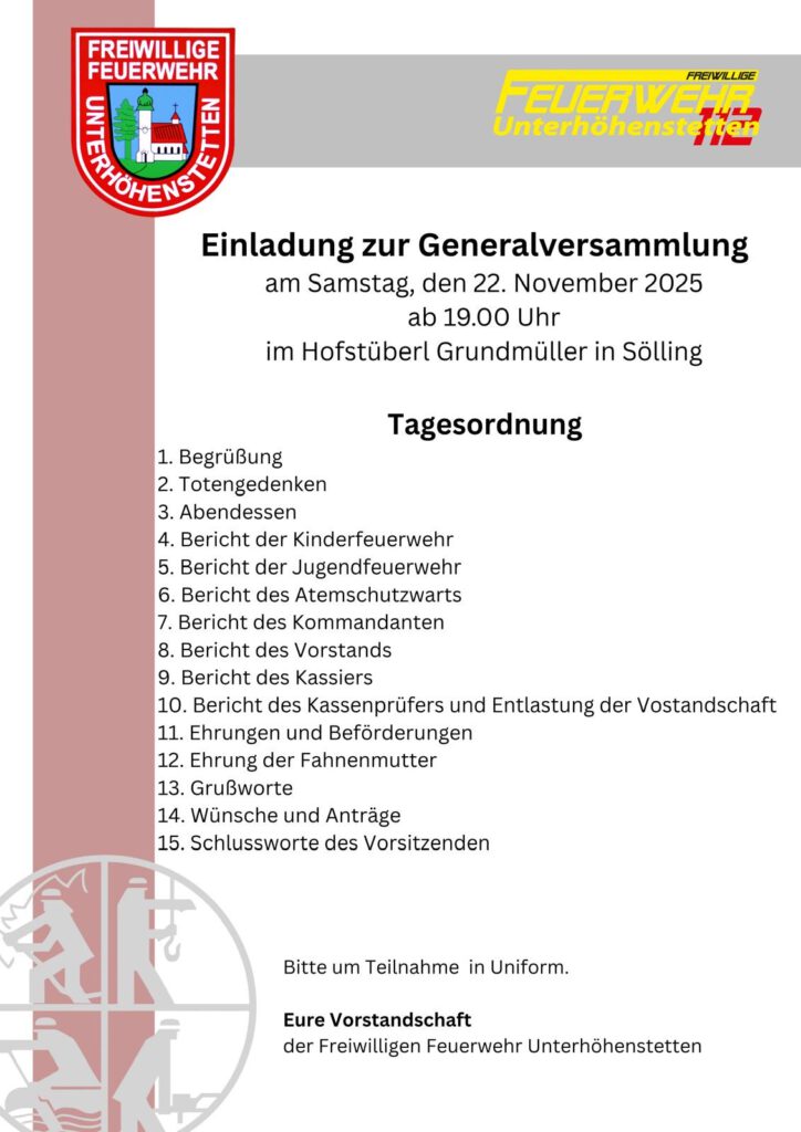Einladung zur Generalversammlung